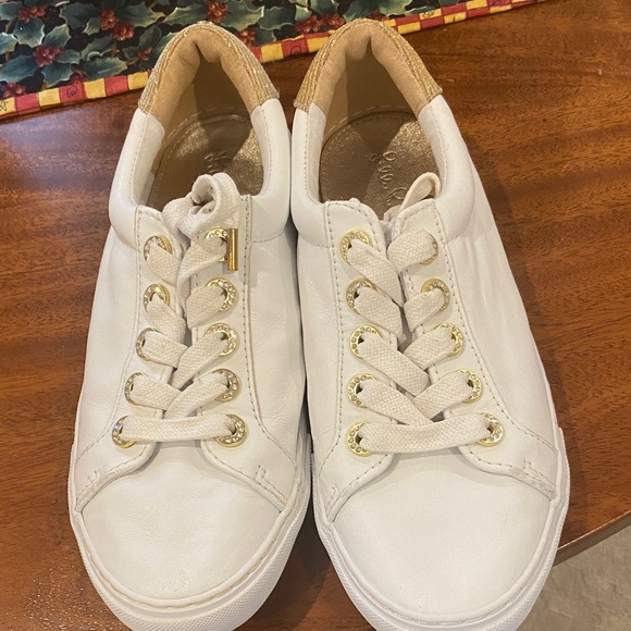 Lilly Pulitzer White and Gold Sneakers - Picture 3 of 9